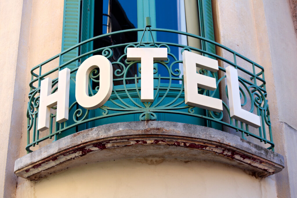 hotel sign balcony