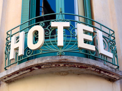 hotel sign balcony